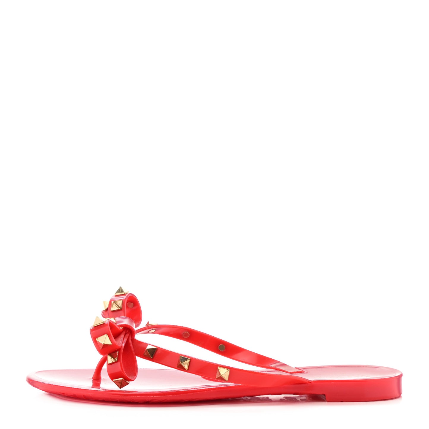 PVC Jelly Rockstud Bow Thong Sandals 37 Rosso Valentino