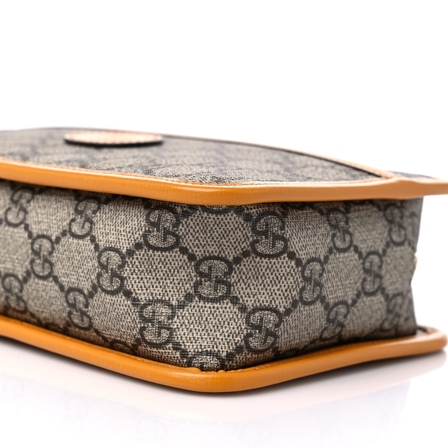 Gucci GG Supreme Monogram Textured Calfskin Retro Interlocking G Travel Pouch Beige Yellow 9 of 10