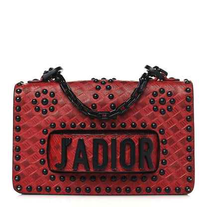Christian Dior Calfskin Embossed Cannage Studded Mini J'Adior Chain Flap Bag Red 1 of 8