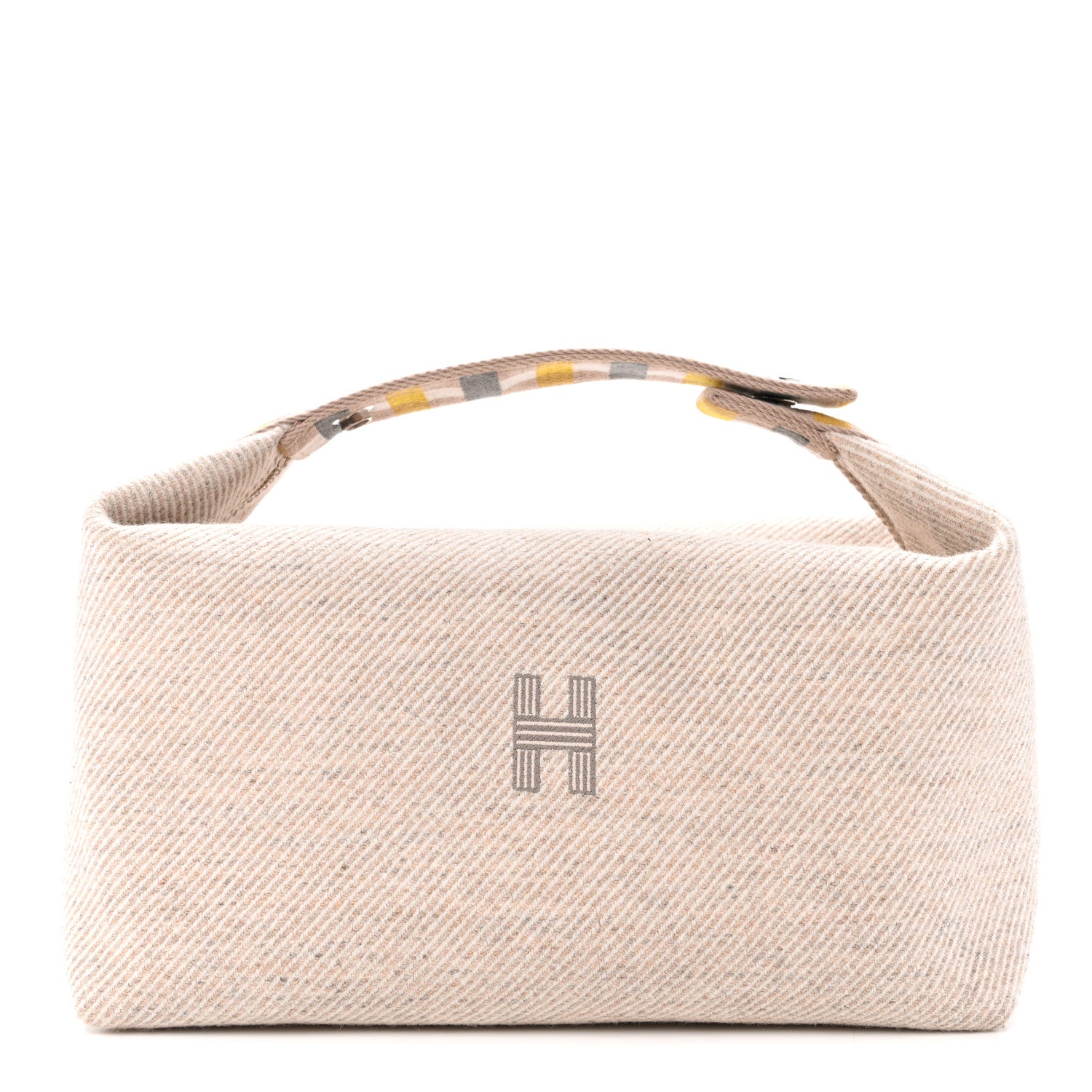 Hermes Wool Large Au Carre Bride-A-Brac Pouch Seigle 1 of 6