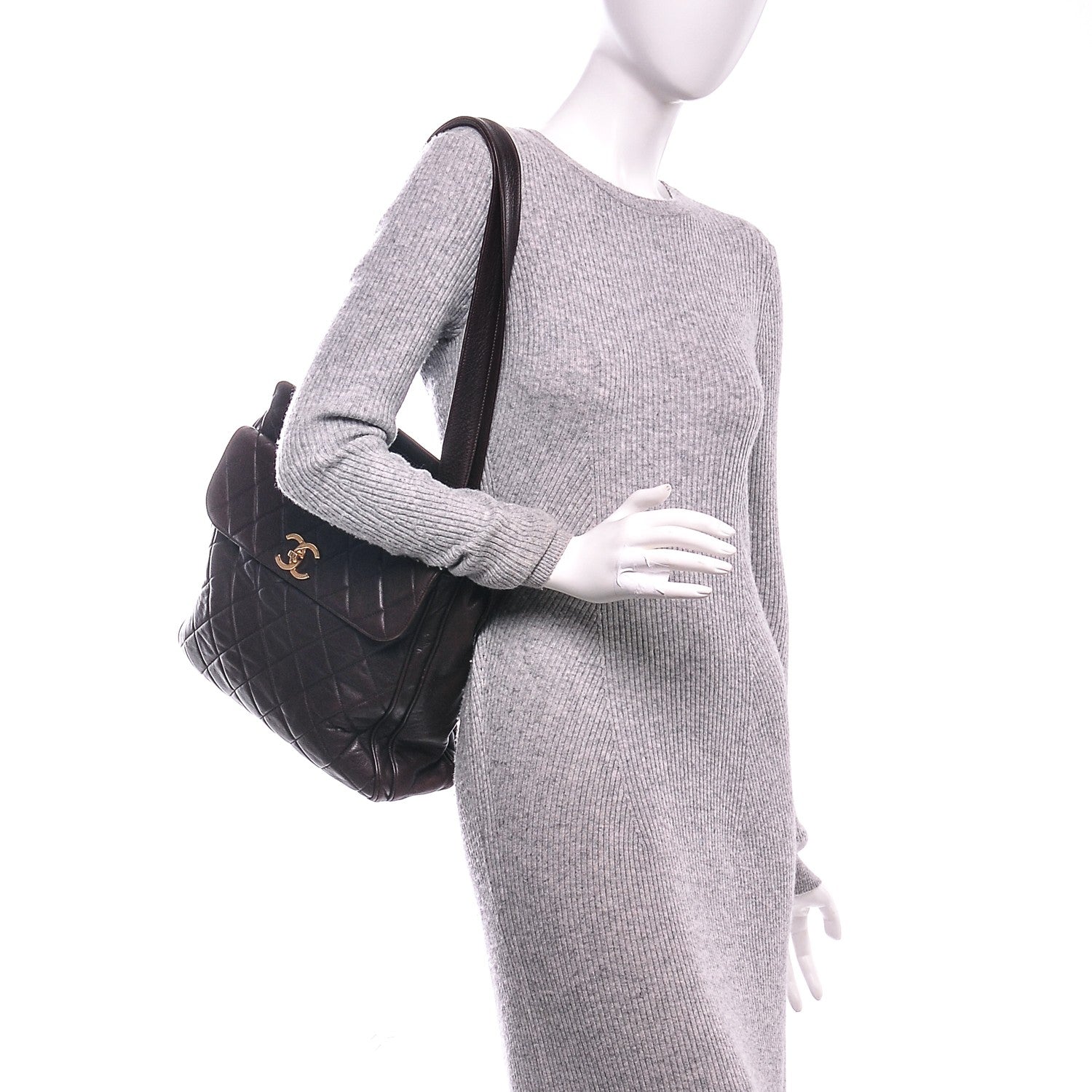 Chanel Lambskin Quilted Shoulder Bag Brown 2 of 7