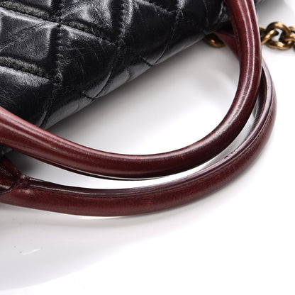 Chanel Glazed Calfskin Castle Rock Large Flap Black Burgundy 17 of 17