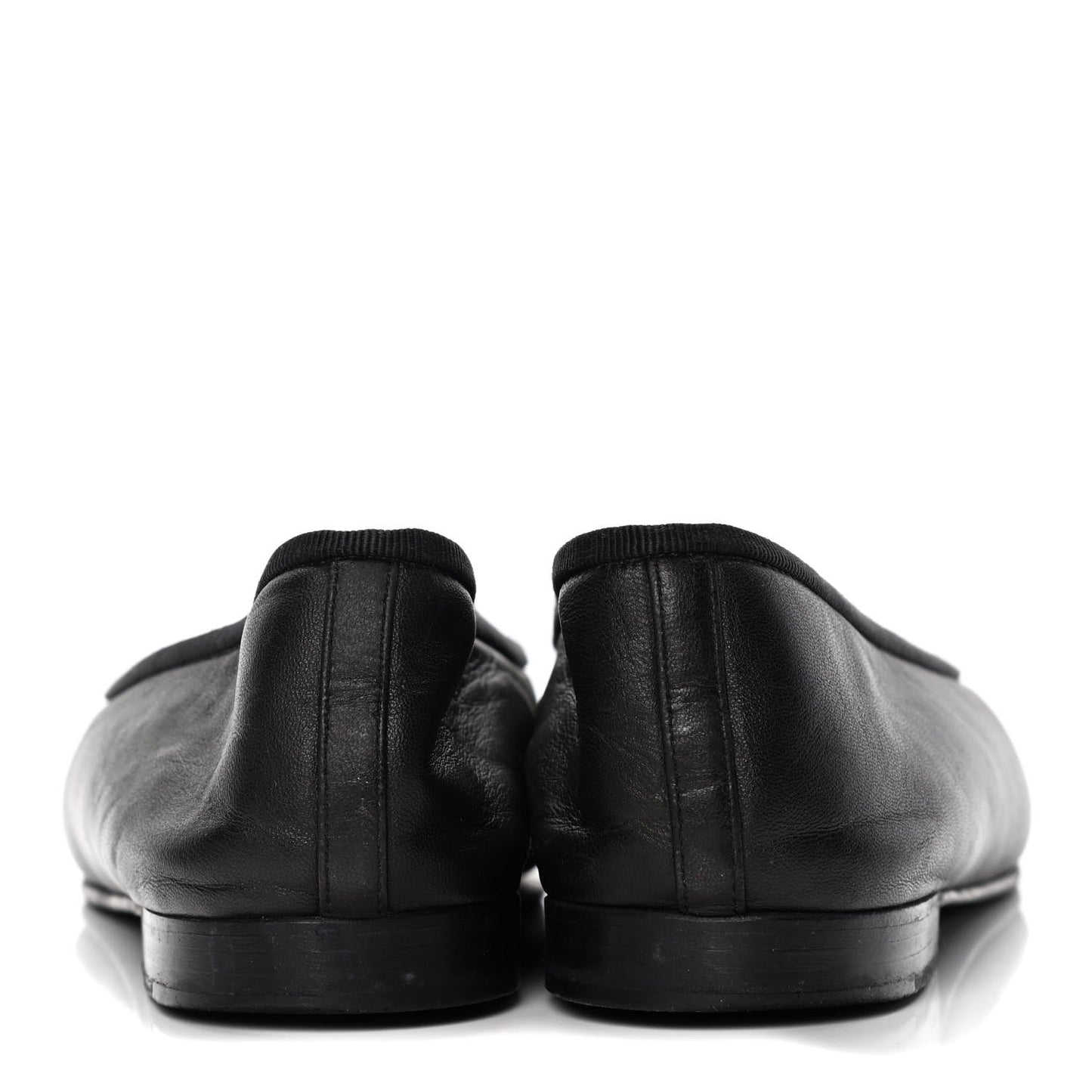 Lambskin Patent Cap Toe Ballerina Flats 38 Black