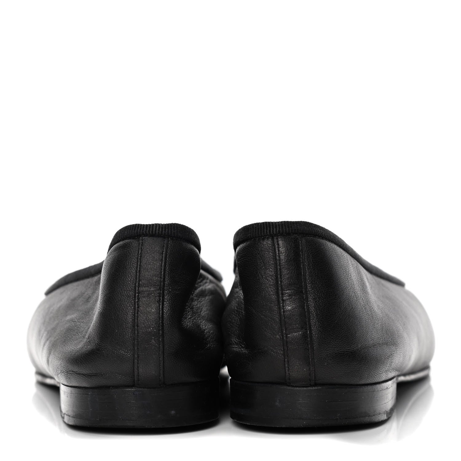 Chanel Lambskin Patent Cap Toe Ballerina Flats 38 Black 7 of 9