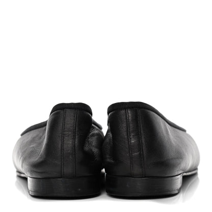 Chanel Lambskin Patent Cap Toe Ballerina Flats 38 Black 7 of 9