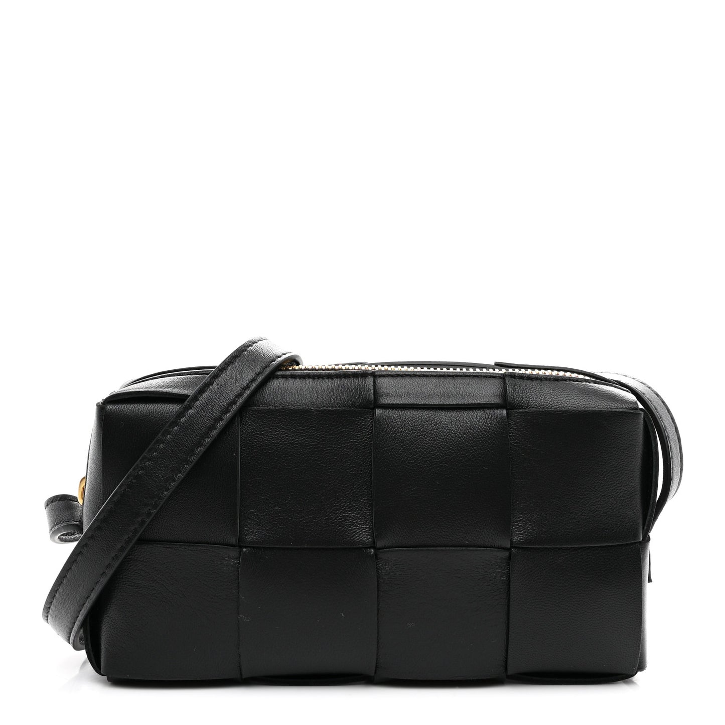 Lambskin Maxi Intreccio Cassette Phone Pouch Crossbody Bag Black