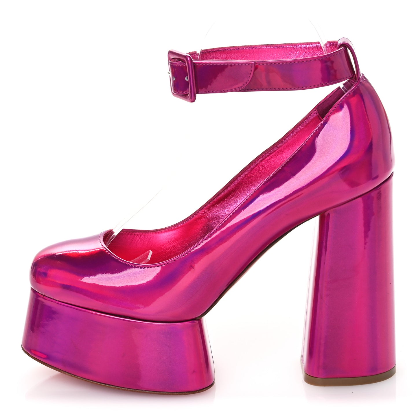 Metallic Patent Yazefir 130 Platform Sandals 38.5 Pink