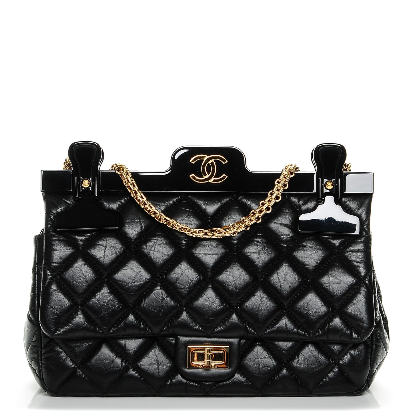 Aged Calfskin Quilted 2.55 Reissue Hanger Flap Black