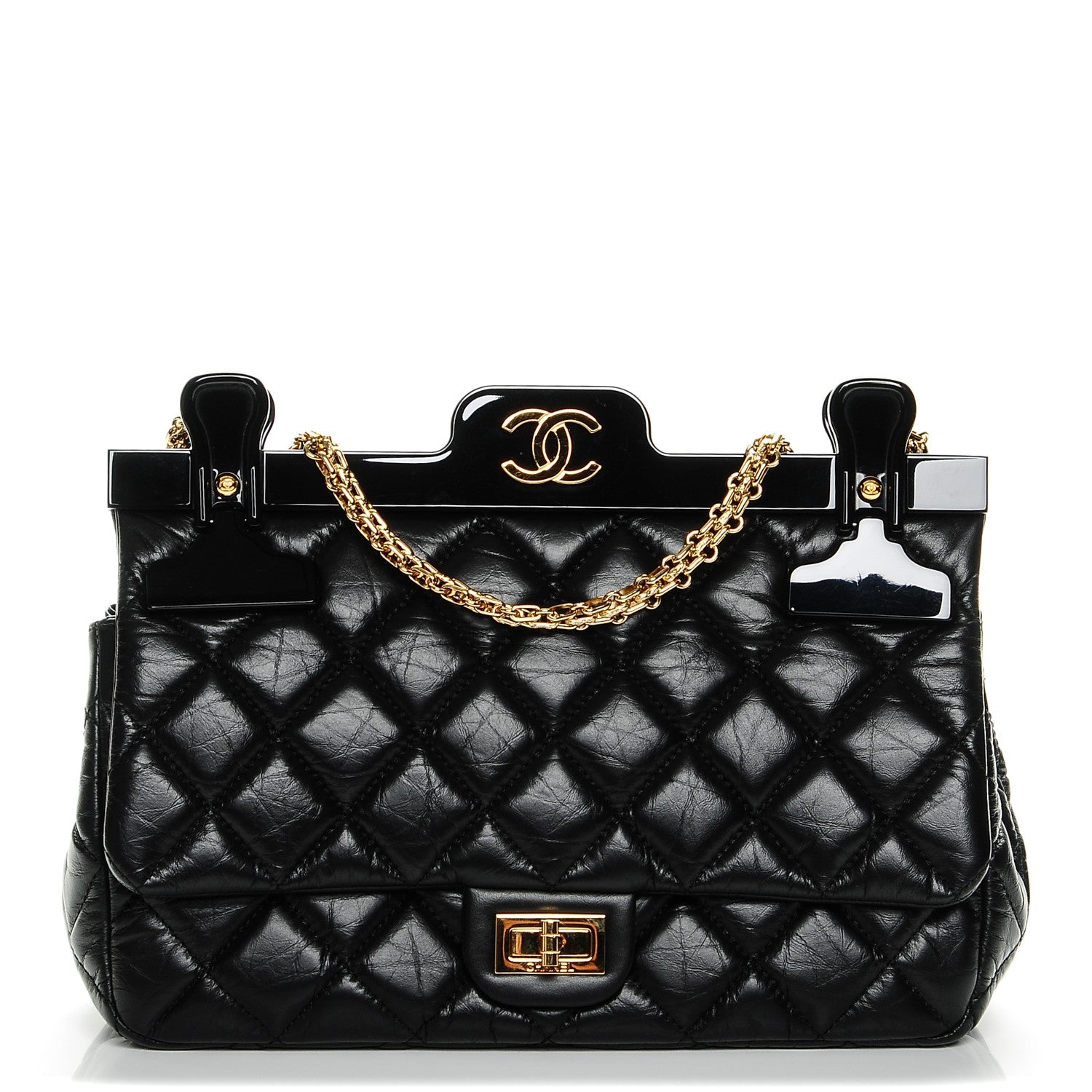 Chanel Aged Calfskin Quilted 2.55 Reissue Hanger Flap Black 1 of 7