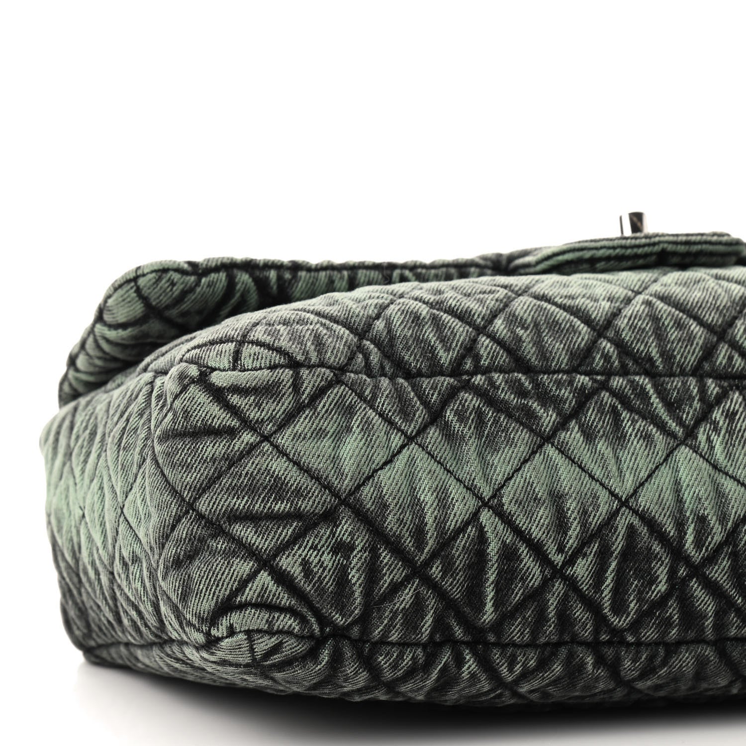 Chanel Denim Quilted Denimpression Flap Green Black 8 of 9