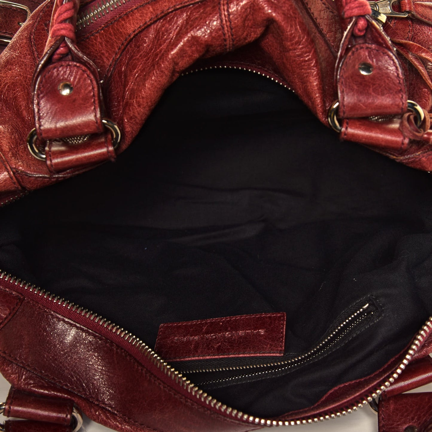 åBALENCIAGA Agneau Giant 21 Silver Hardware Work Dark Wine