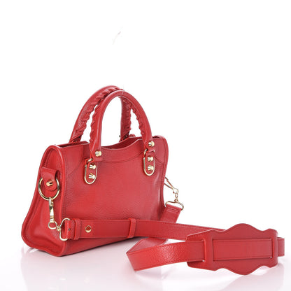 Balenciaga Chevre Gold Metallic Edge Hardware Mini City Rouge Grenade 3 of 8