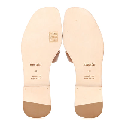 Hermes Box Calfskin Oran Sandals 38 Gold 6 of 10