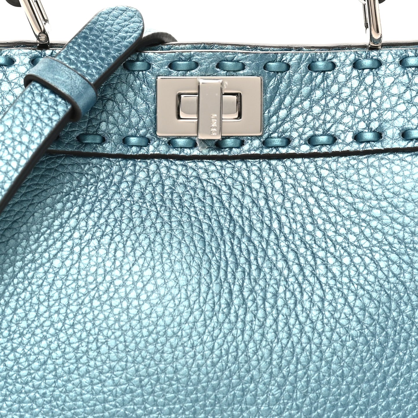 Metallic Cuoio Roma Sellerissima Nappa Sintetica Tape Stitch Petite Peekaboo I SEE U Iconic Satchel Placca Argento