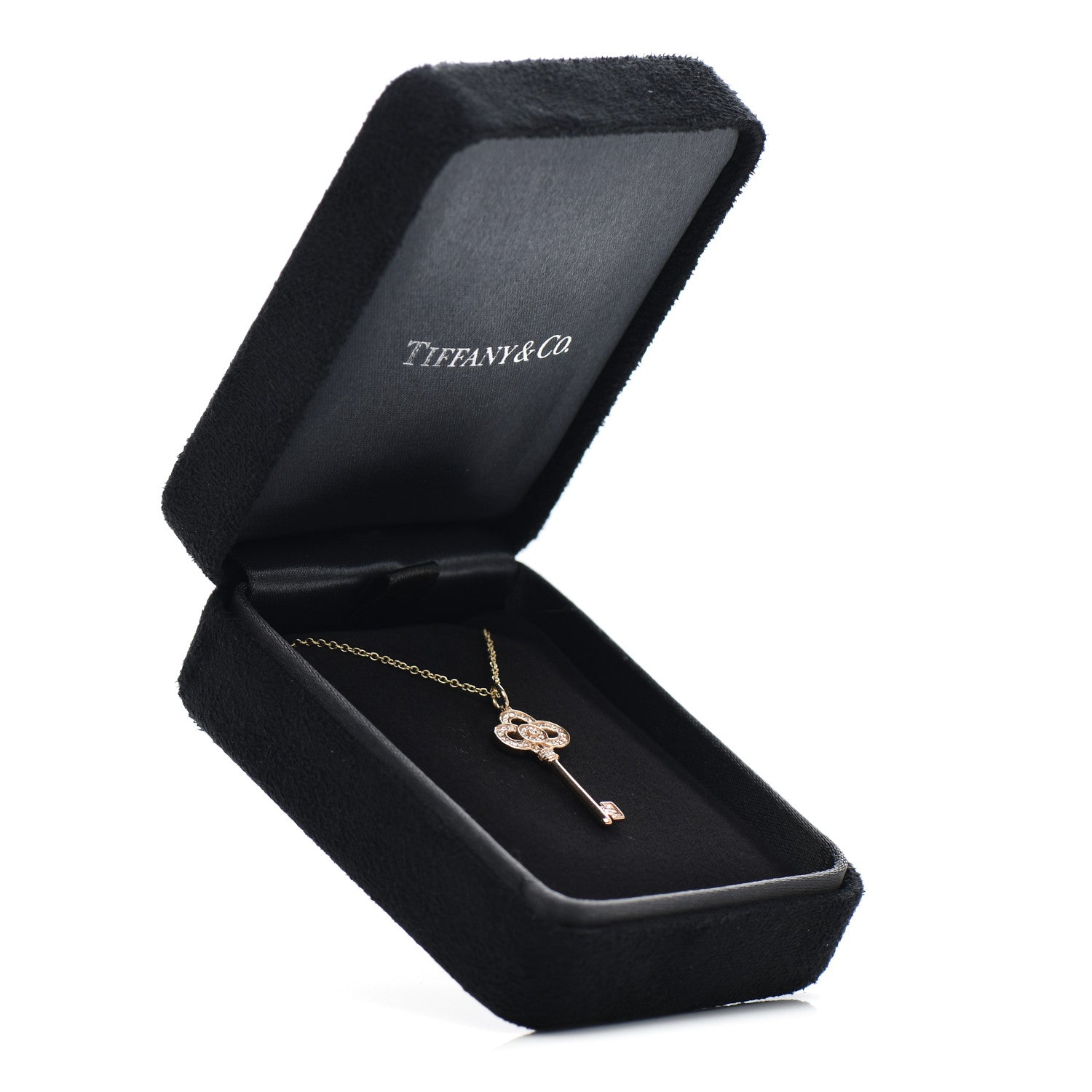 Tiffany 18K Rose Gold Diamond Mini Crown Key Pendant Necklace 4 of 5
