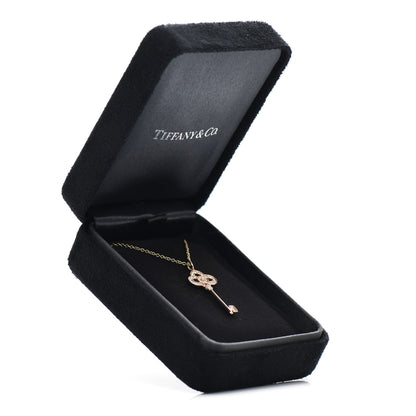 Tiffany 18K Rose Gold Diamond Mini Crown Key Pendant Necklace 4 of 5