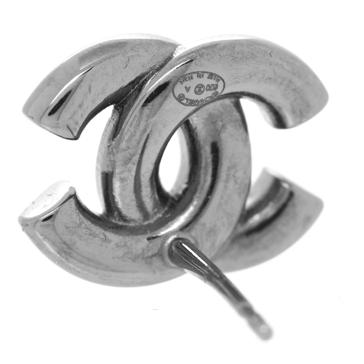 Pearl Crystal CC Earrings Ruthenium