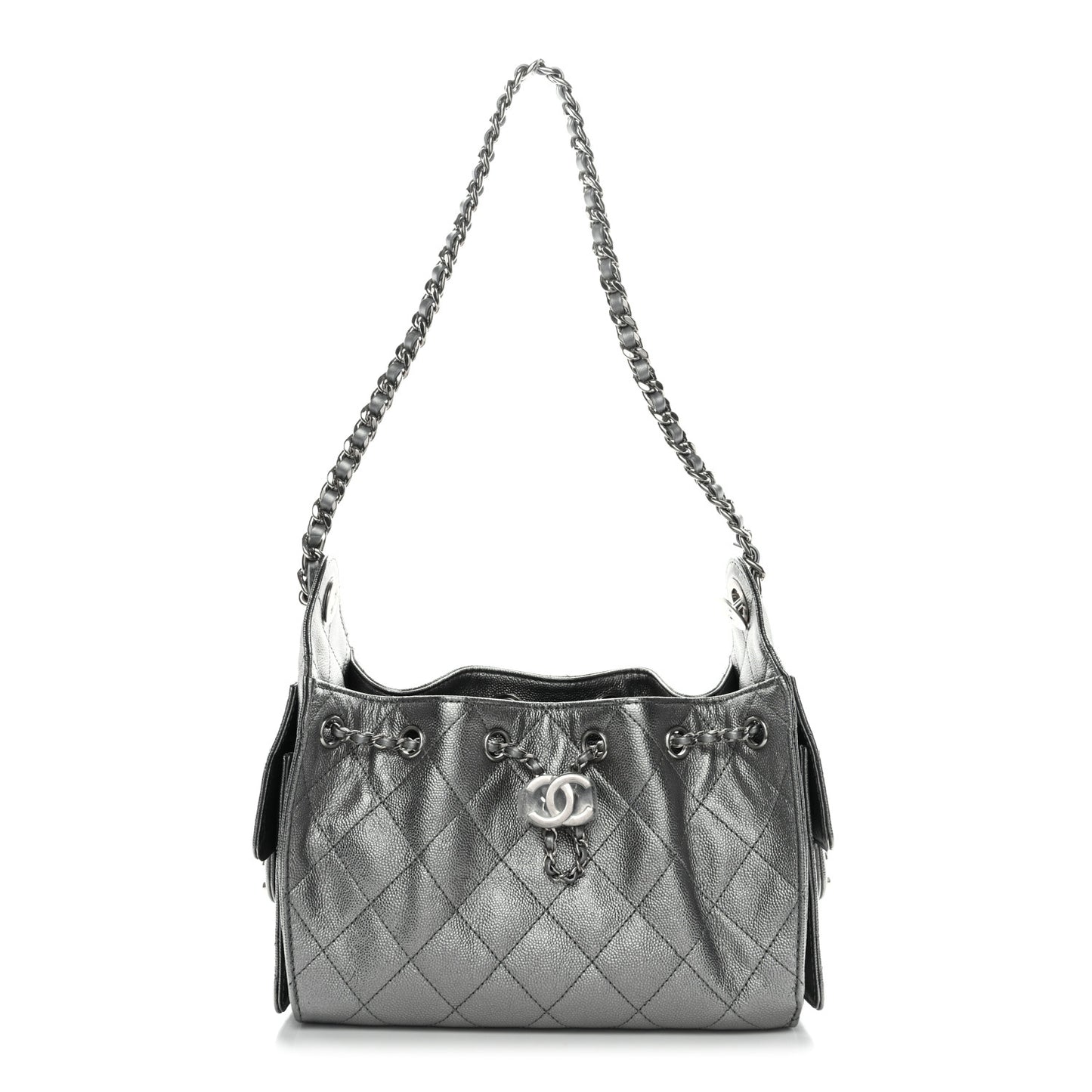 Metallic Caviar Quilted Mini Chanel 25 Handbag Anthracite