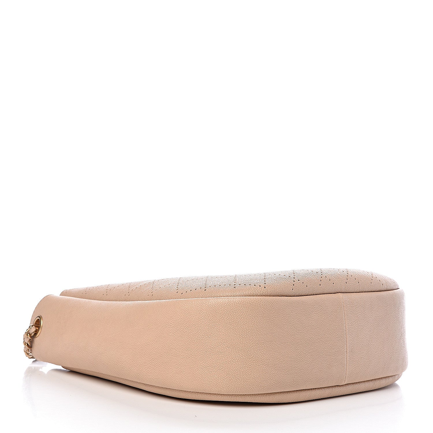 Chanel Grained Calfskin Perforated Small Flap Hobo Beige 4 of 10