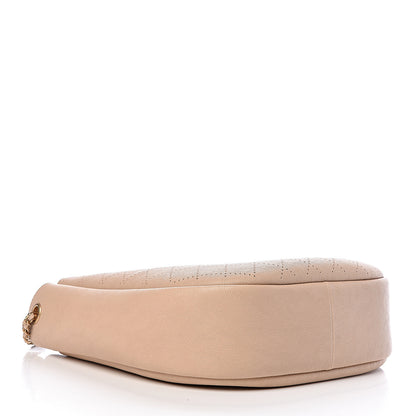 Chanel Grained Calfskin Perforated Small Flap Hobo Beige 4 of 10