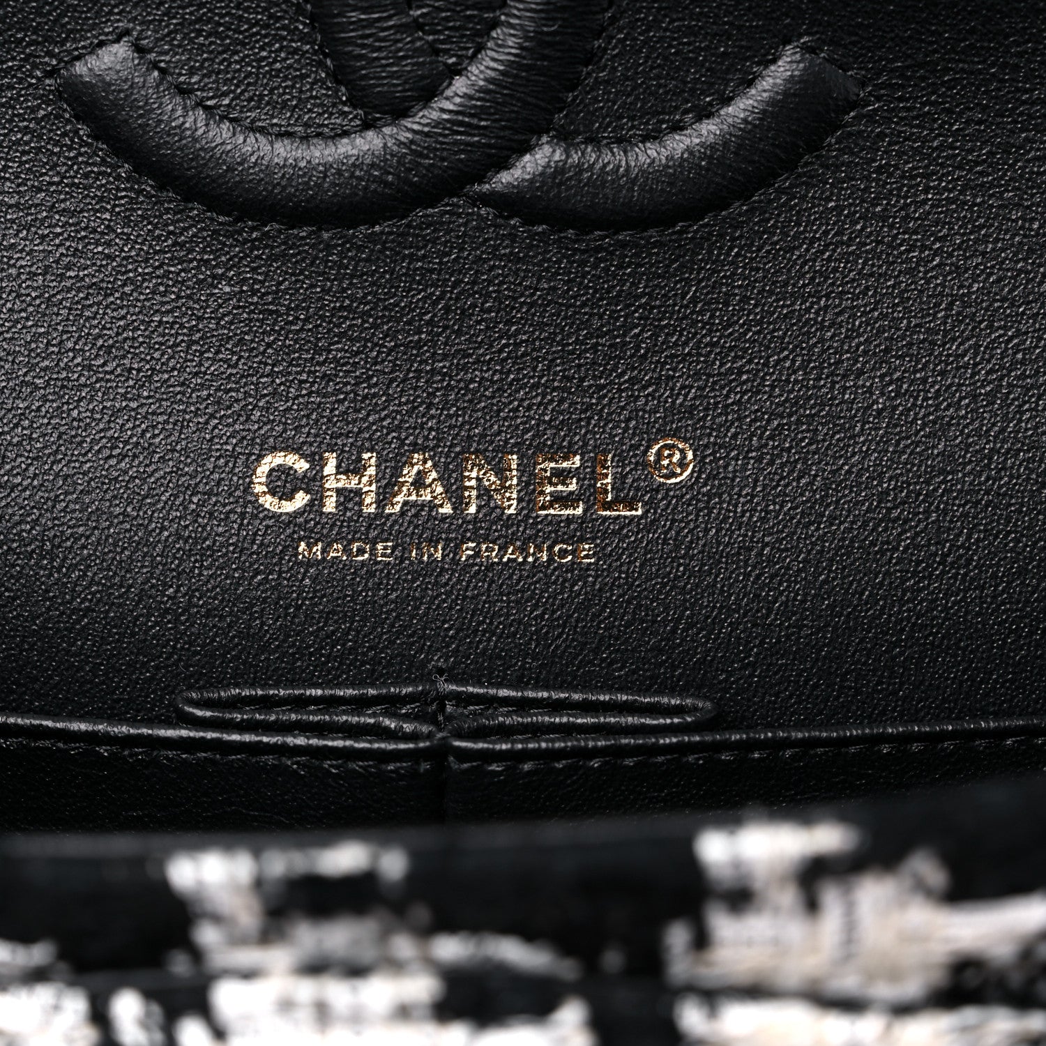 Chanel Tweed Quilted Medium Double Flap Black Ecru White 6 of 9