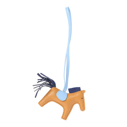 Hermes Milo Lambskin Grigri Rodeo Horse Bag Charm PM Naturel Bouton D'Or Celeste Bleu Saphir 1 of 3