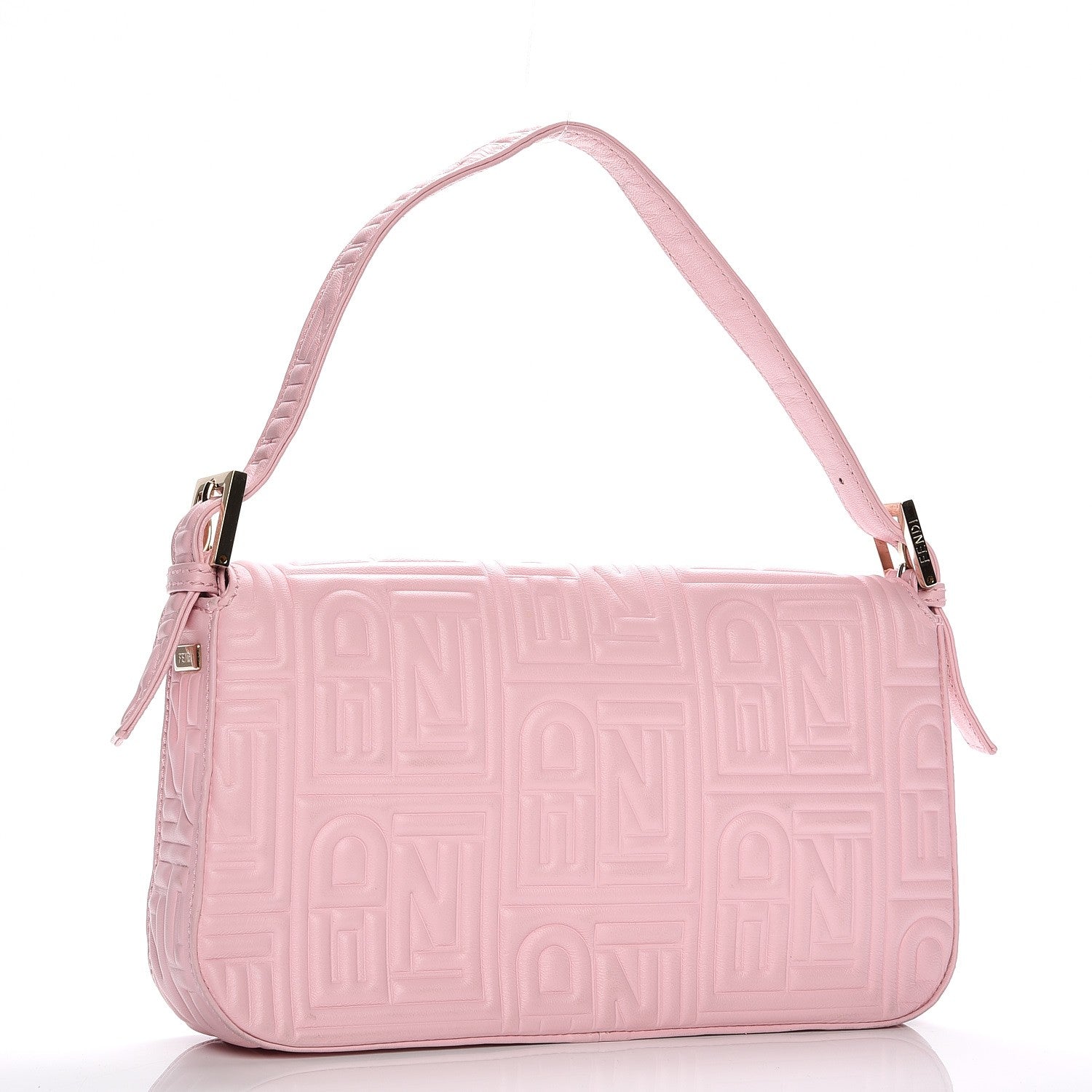 Fendi Nappa Logo Embossed Baguette Pink 3 of 10