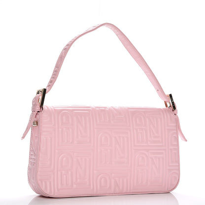 Fendi Nappa Logo Embossed Baguette Pink 3 of 10