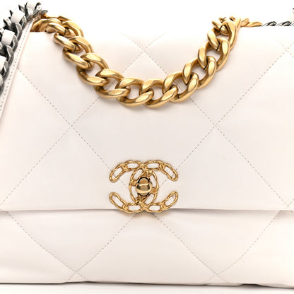 Chanel Lambskin Quilted Large Chanel 19 Flap White 9 of 13