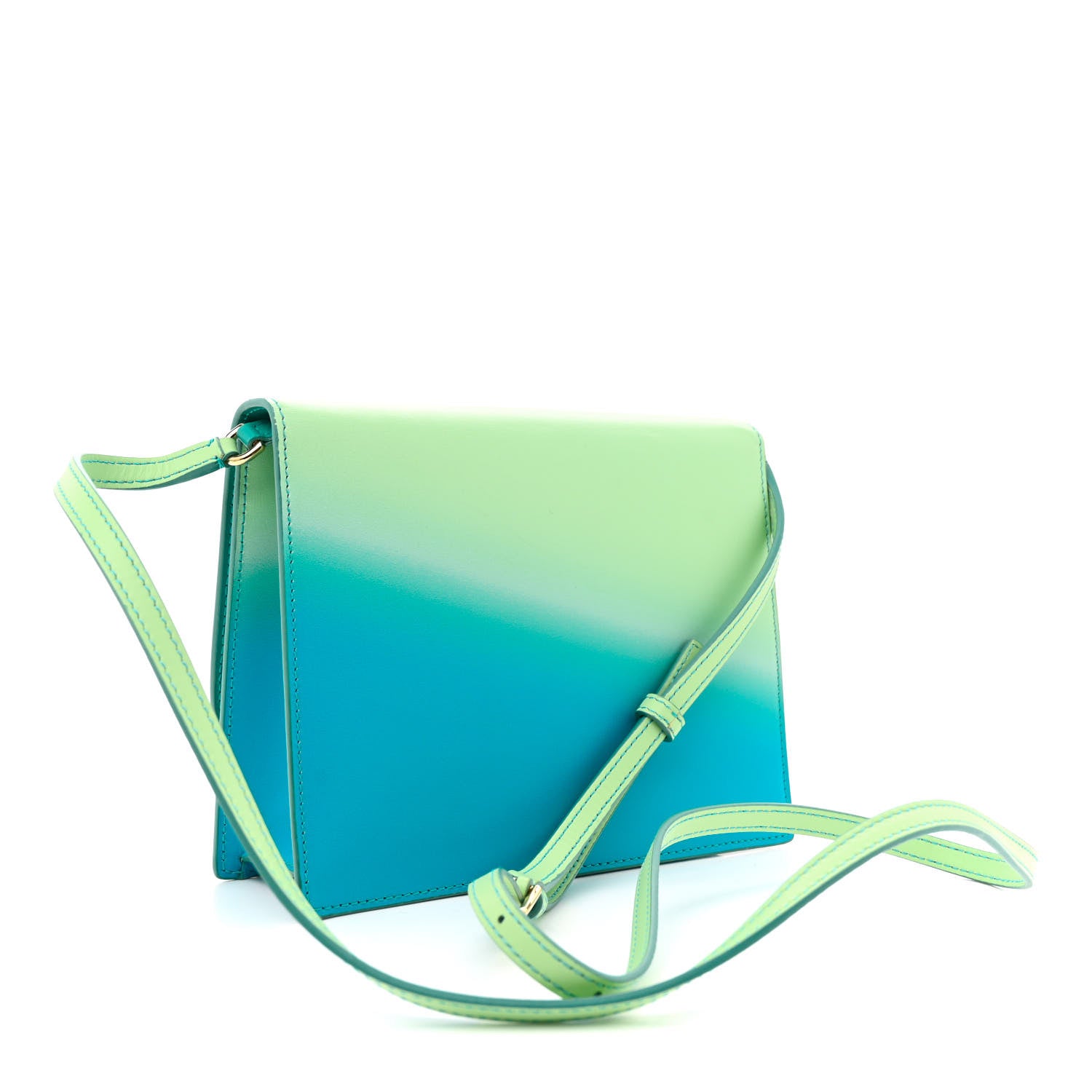 Dolce & Gabbana Calfskin Ombre DG Logo Flap Crossbody Bag Green 3 of 12