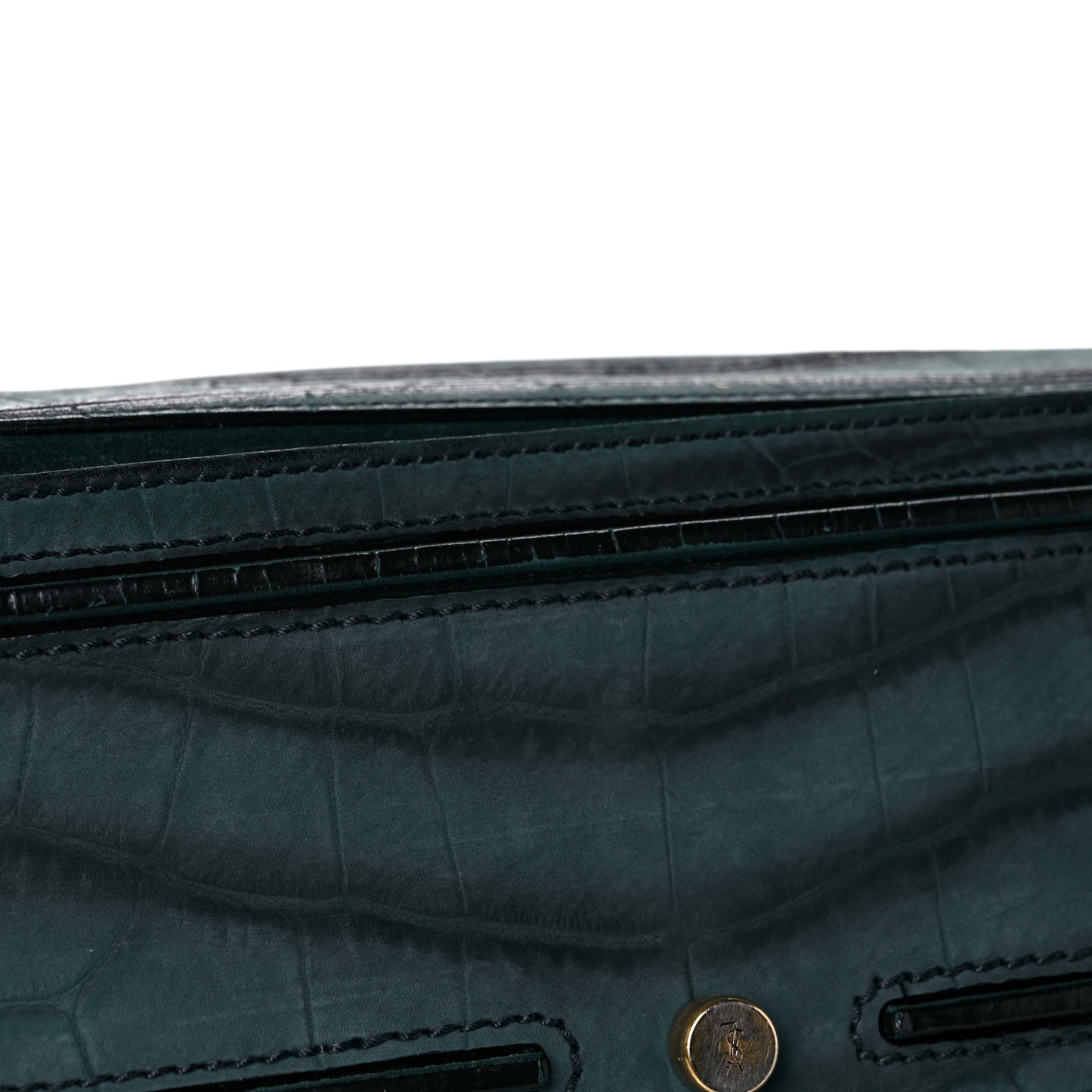 Crocodile Embossed Nubuck Calfskin Medium Muse Two Green