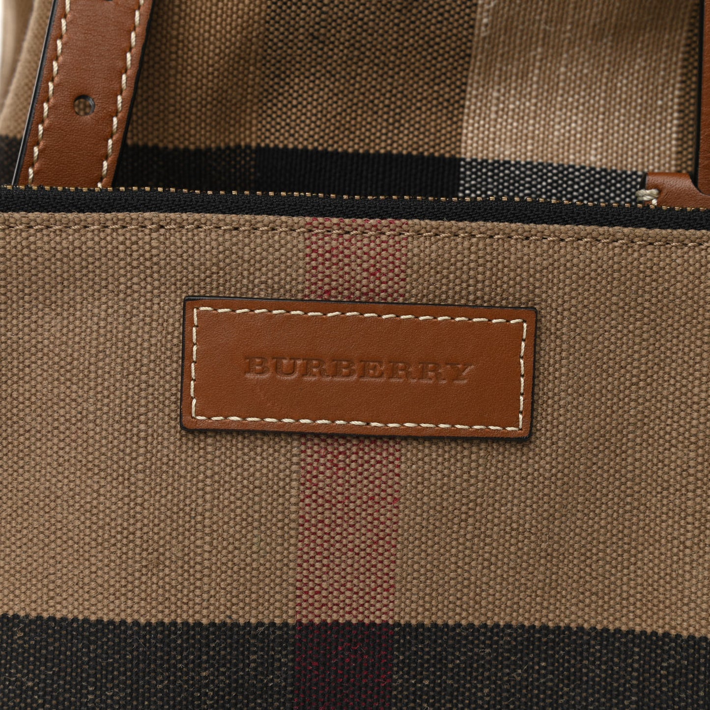 Grainy Calfskin House Check Canvas Medium Heston Crossbody Tan