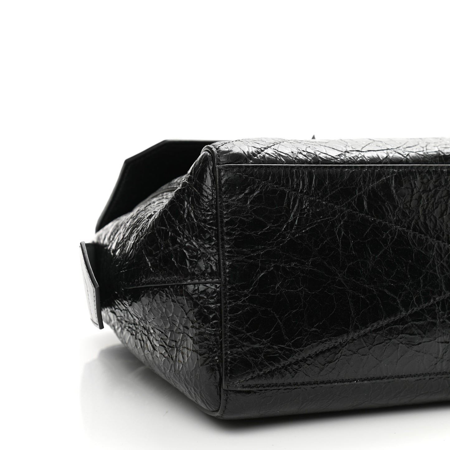 Creased Patent Calfskin Medium ID Flap Black