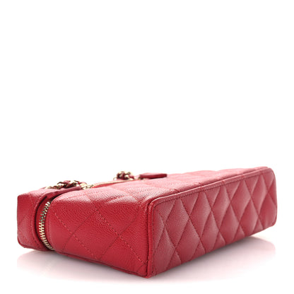 Chanel Caviar Quilted Top Handle Slim Vanity With Chain Red 4 of 10
