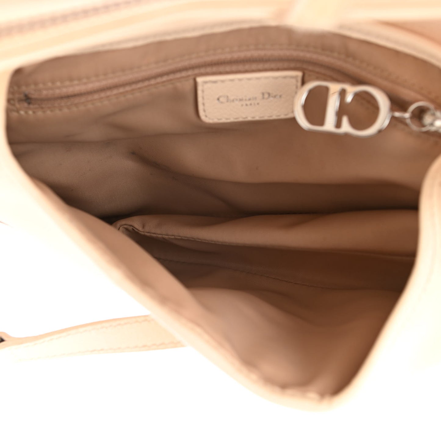 Grained Calfskin Saddle Bag Beige
