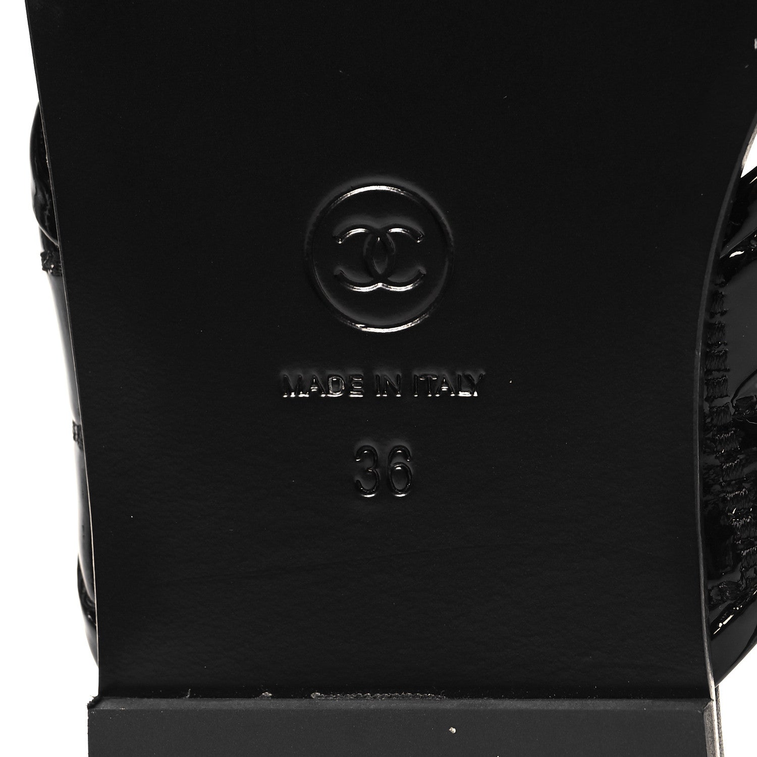 Chanel Patent Quilted CC Sandals 36 Black 7 of 9