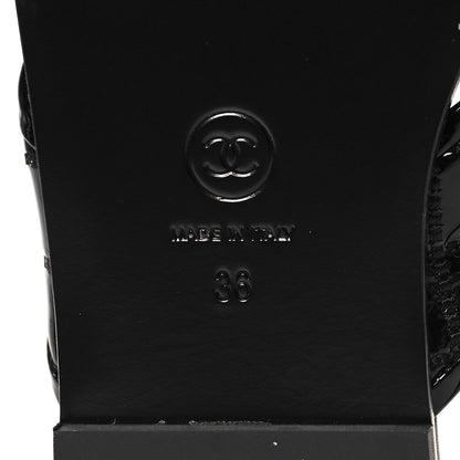 Chanel Patent Quilted CC Sandals 36 Black 7 of 9