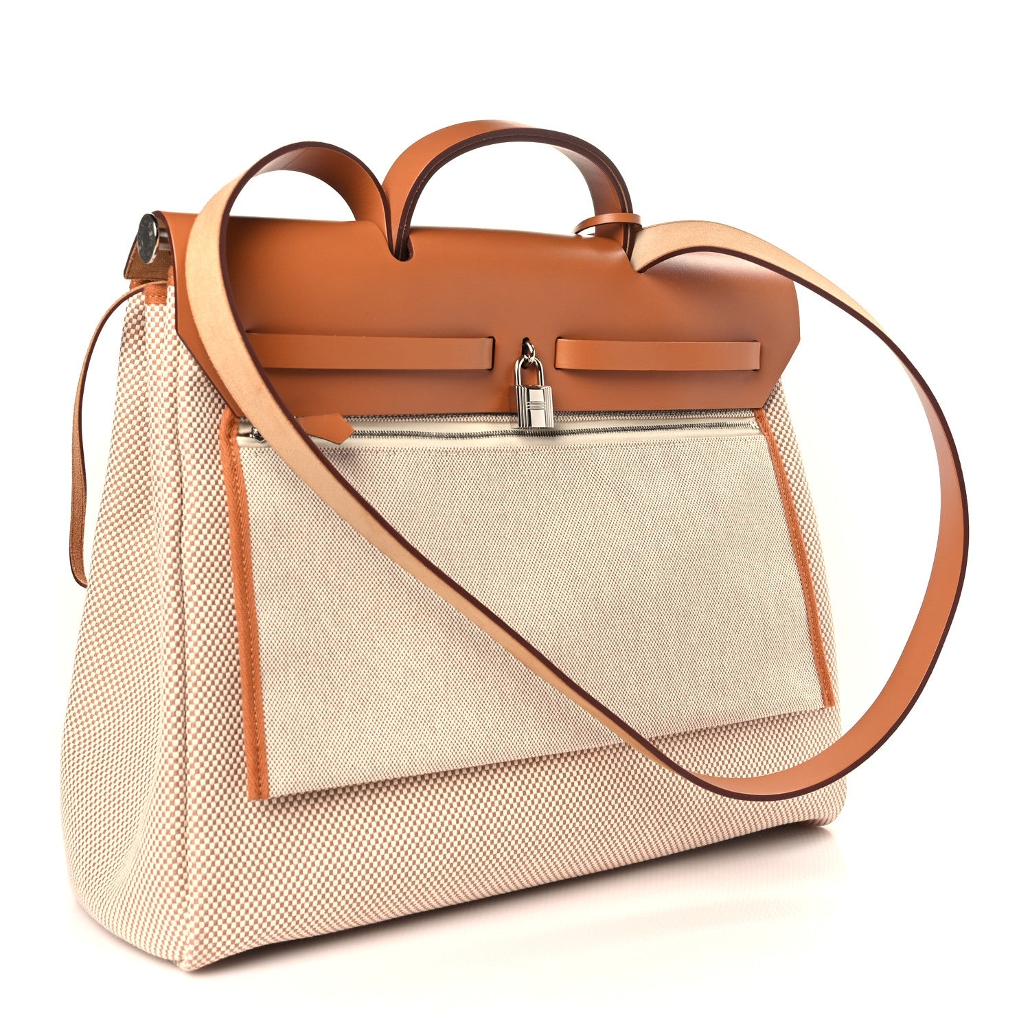 Hermes Vache Hunter Calfskin Criss Viking Herbag Zip Retourne 39 MM Ecru Beige Naturel 4 of 10