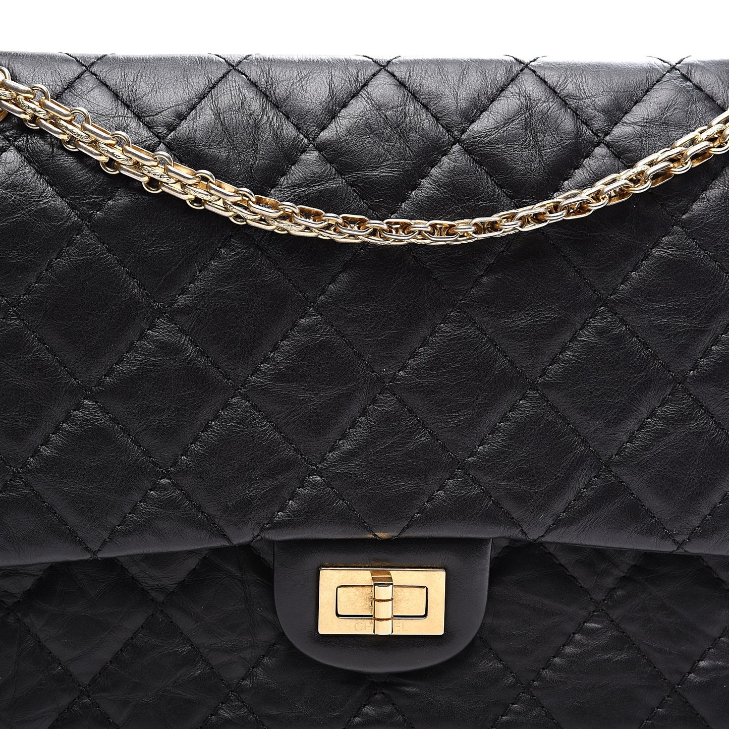 Aged Calfskin Quilted 2.55 Reissue 226 Flap Black
