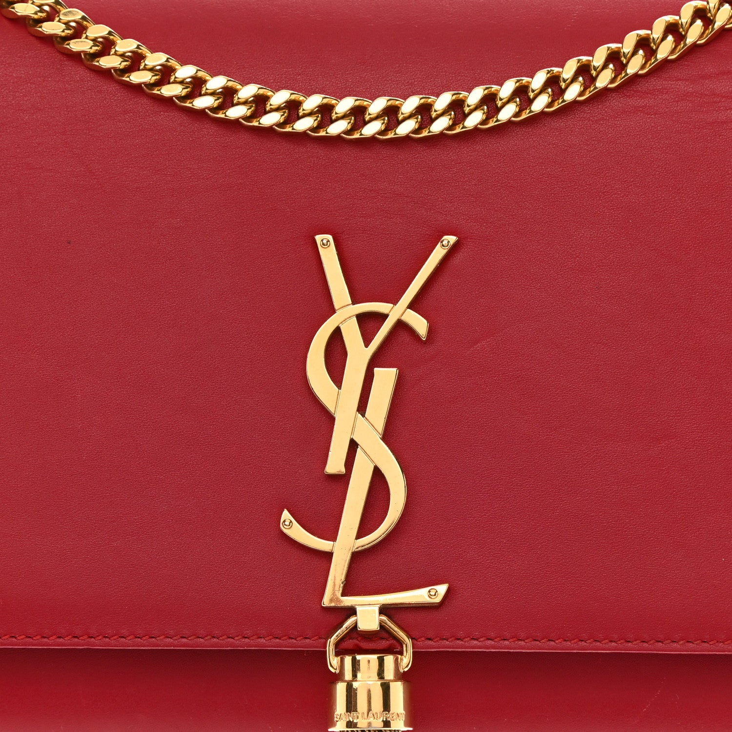 Saint Laurent Smooth Calfskin Medium Classic Monogram Kate Tassel Satchel Lipstick Red 8 of 12