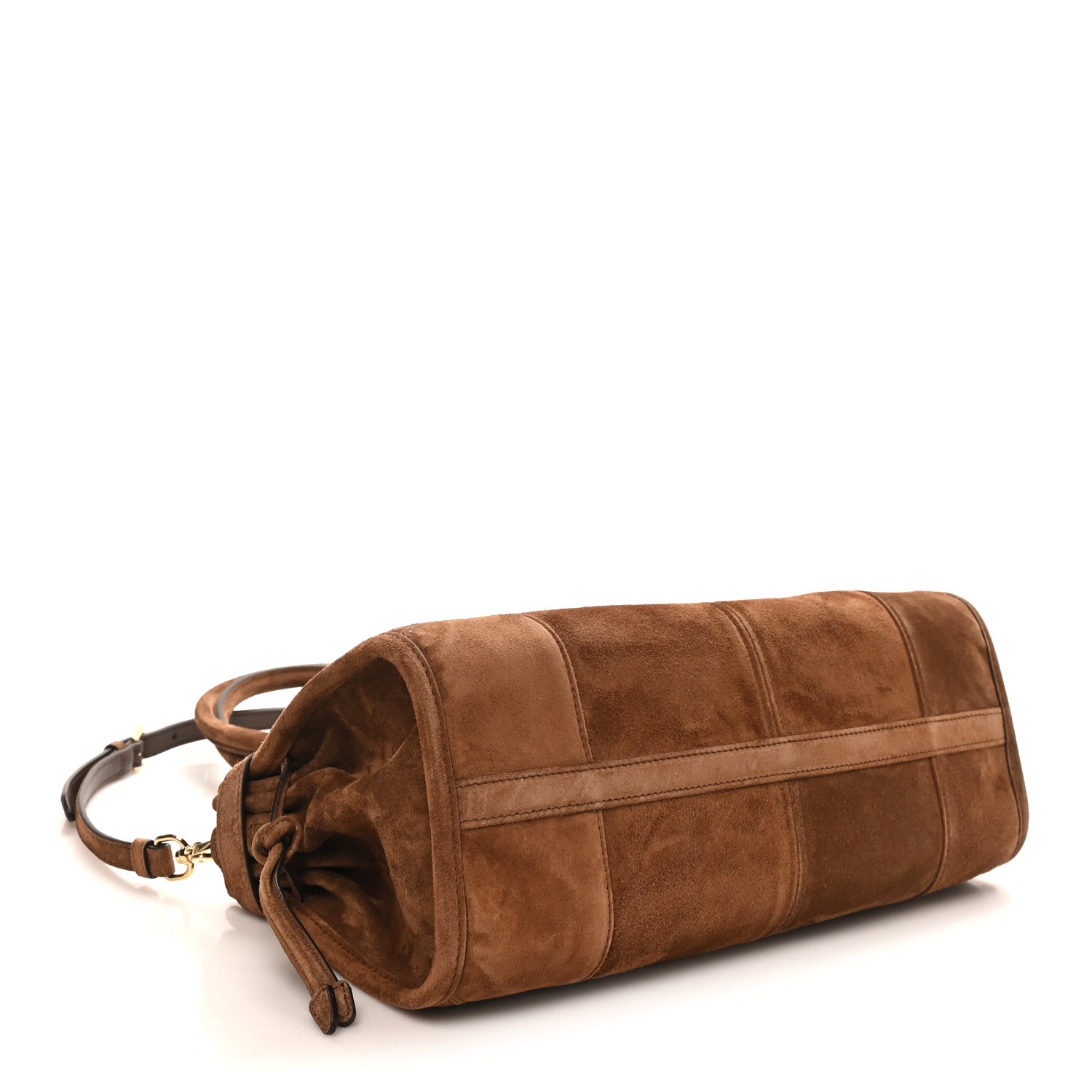 Prada Suede Triangle Medium Bonnie Shoulder Bag Cacao 3 of 9
