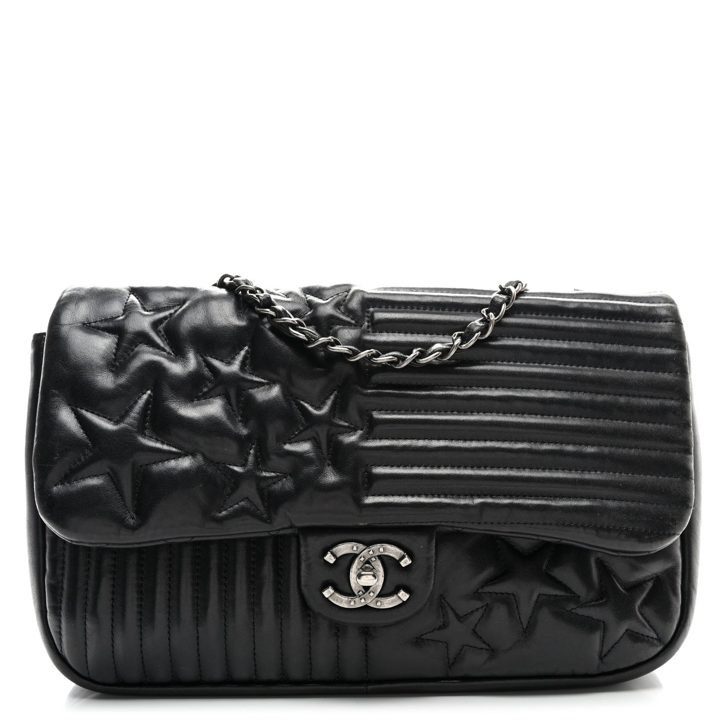 Lambskin Quilted Jumbo Paris Dallas Single Flap Black