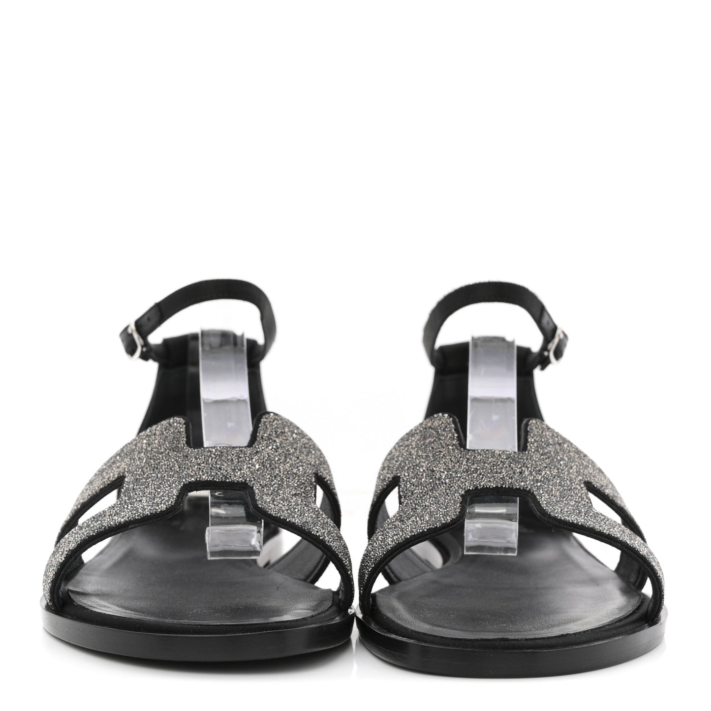 Satin Crystal Santorini Sandals 37.5 Black