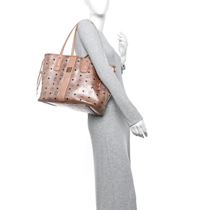 MCM Metallic Visetos Medium Liz Reversible Shopper Tote Champagne Gold 2 of 18