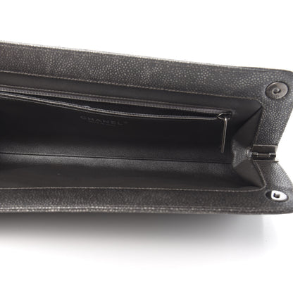 Chanel Metallic Caviar Quilted Clutch Dark Silver 5 of 10