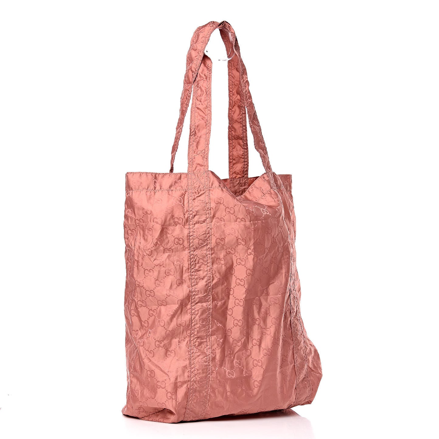 Nylon Monogram Teddy Bear Folding Tote Pink
