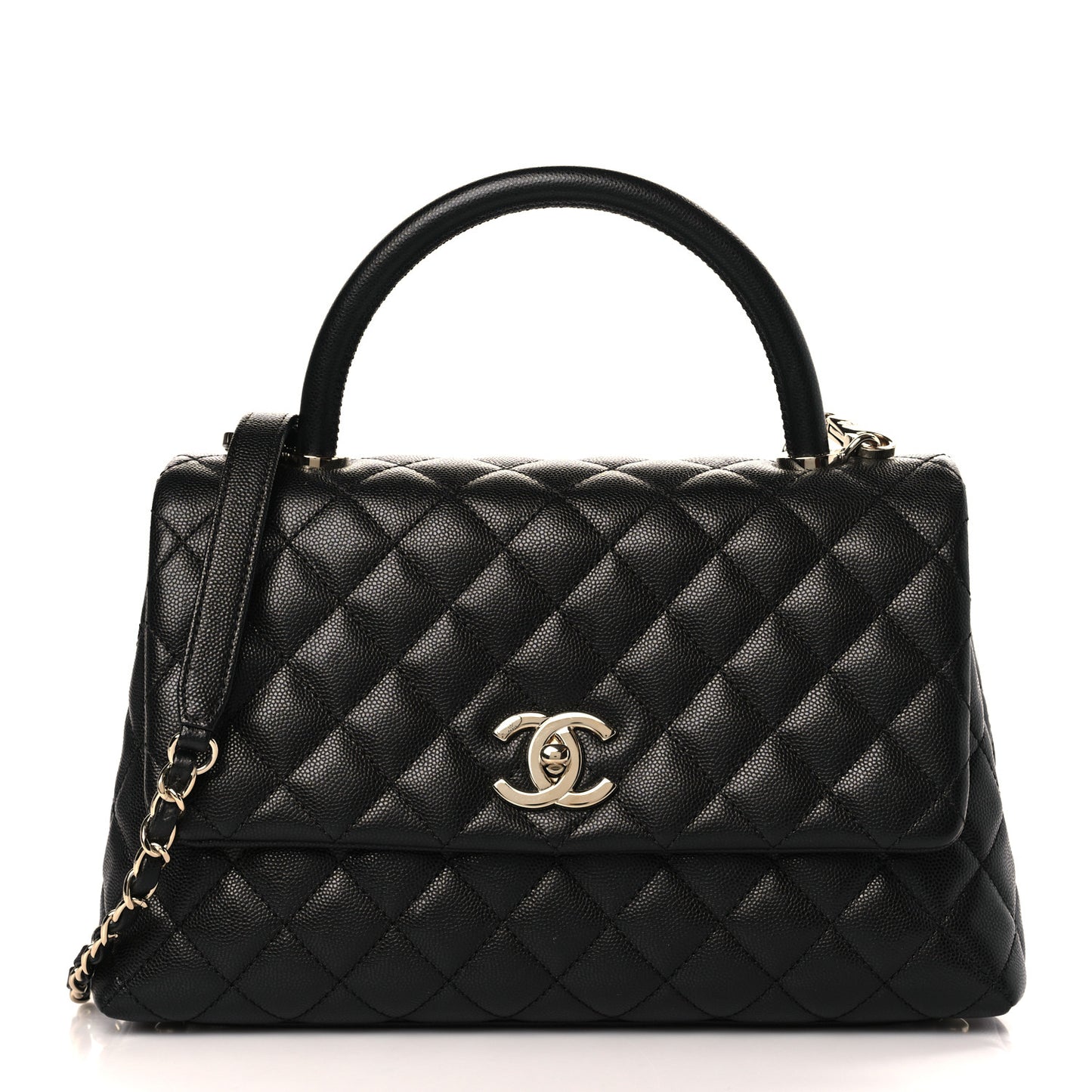 Caviar Quilted Small Coco Handle Flap Black