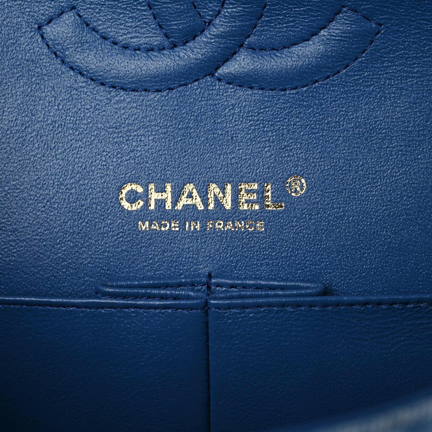 Denim Quilted Medium Double Flap Blue