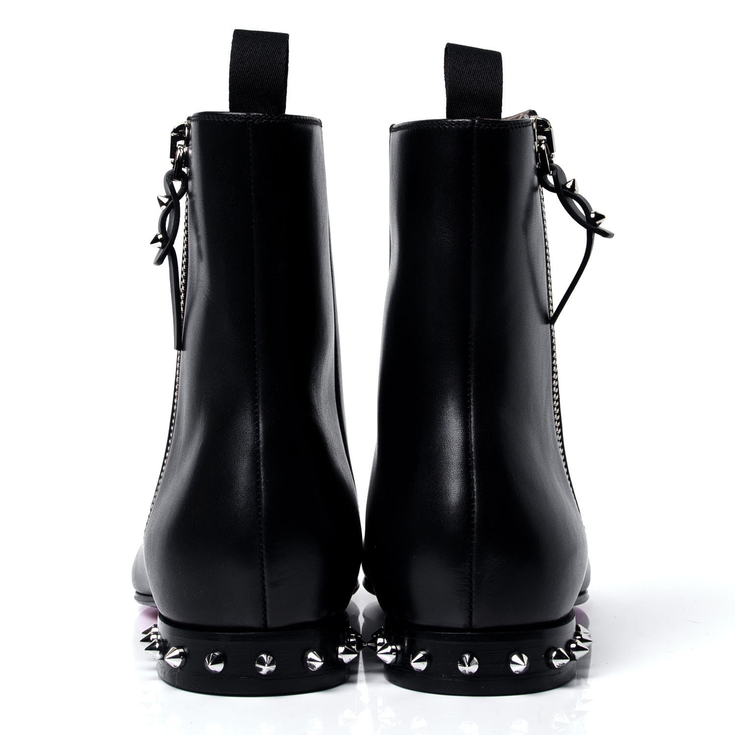 Christian Louboutin Calfskin Spikes Roadirik Flat Boots 43 Black 2 of 6