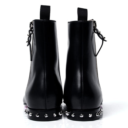 Christian Louboutin Calfskin Spikes Roadirik Flat Boots 43 Black 2 of 6